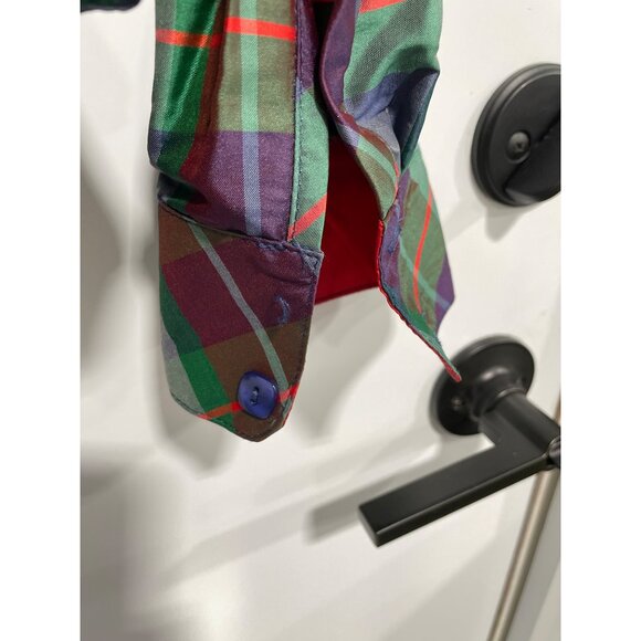 Beluva San Francisco Shirt Size Medium Plaid Button Up Long Sleeve Purple Green - Picture 3 of 7